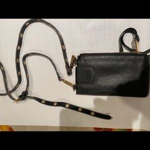 Crossbody leather phone purse w/ screen access